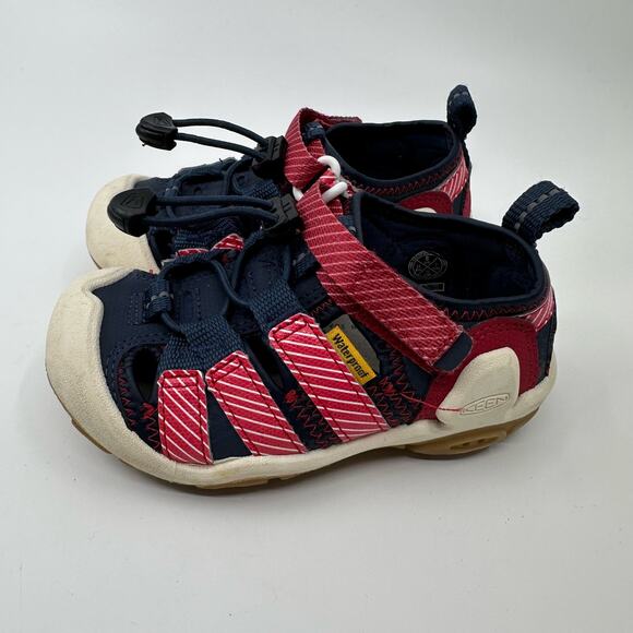 Kids Keen Knotch Creek Water Sandal US8 Navy/Red/White Bungee Lace Bump Toe Shoe - Picture 5 of 8